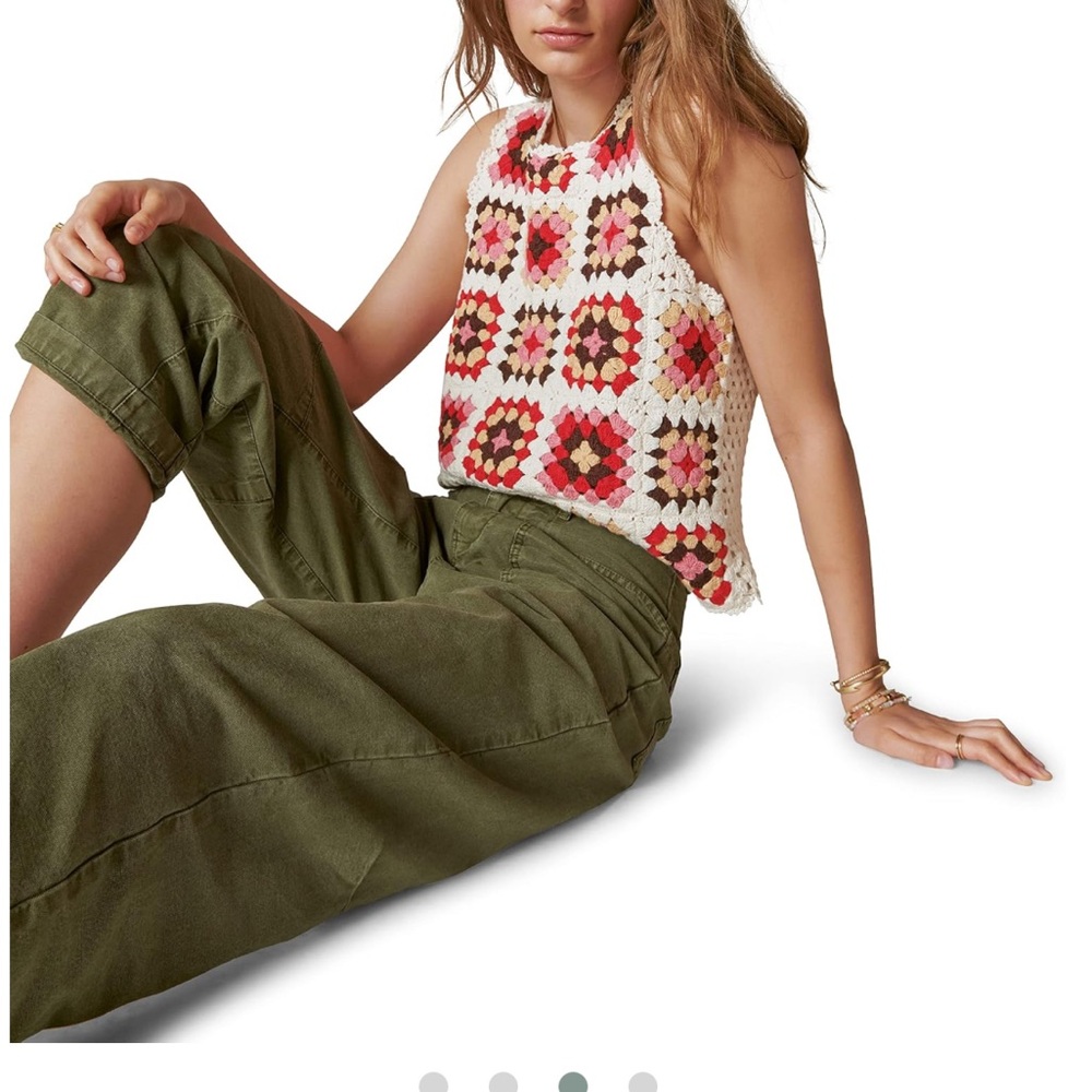 Lucky Brand Women's Granny Square Crochet Vest